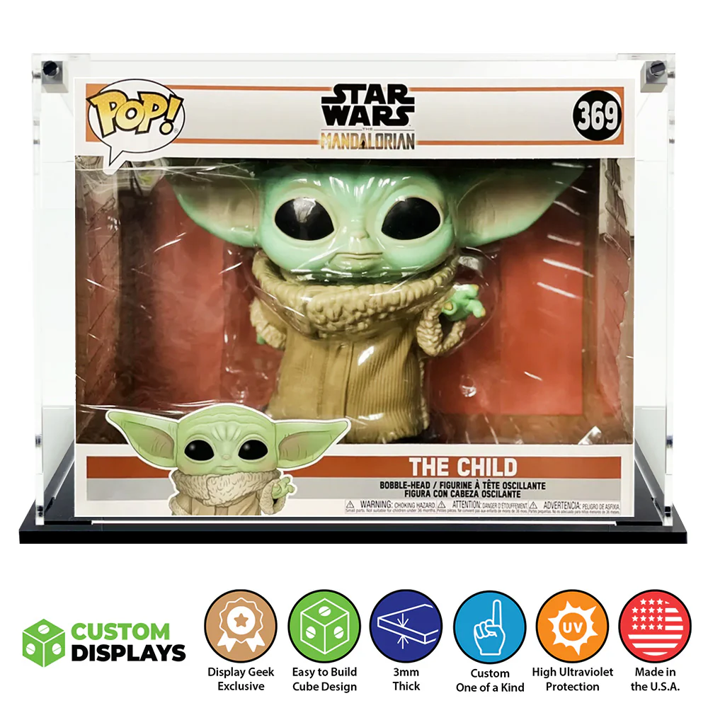Custom Acrylic Display Case for 10 INCH THE CHILD #369 Funko Pop Grail Boxes (3mm thick, UV Resistant) Fits 12.875h x 17w x 8.25d