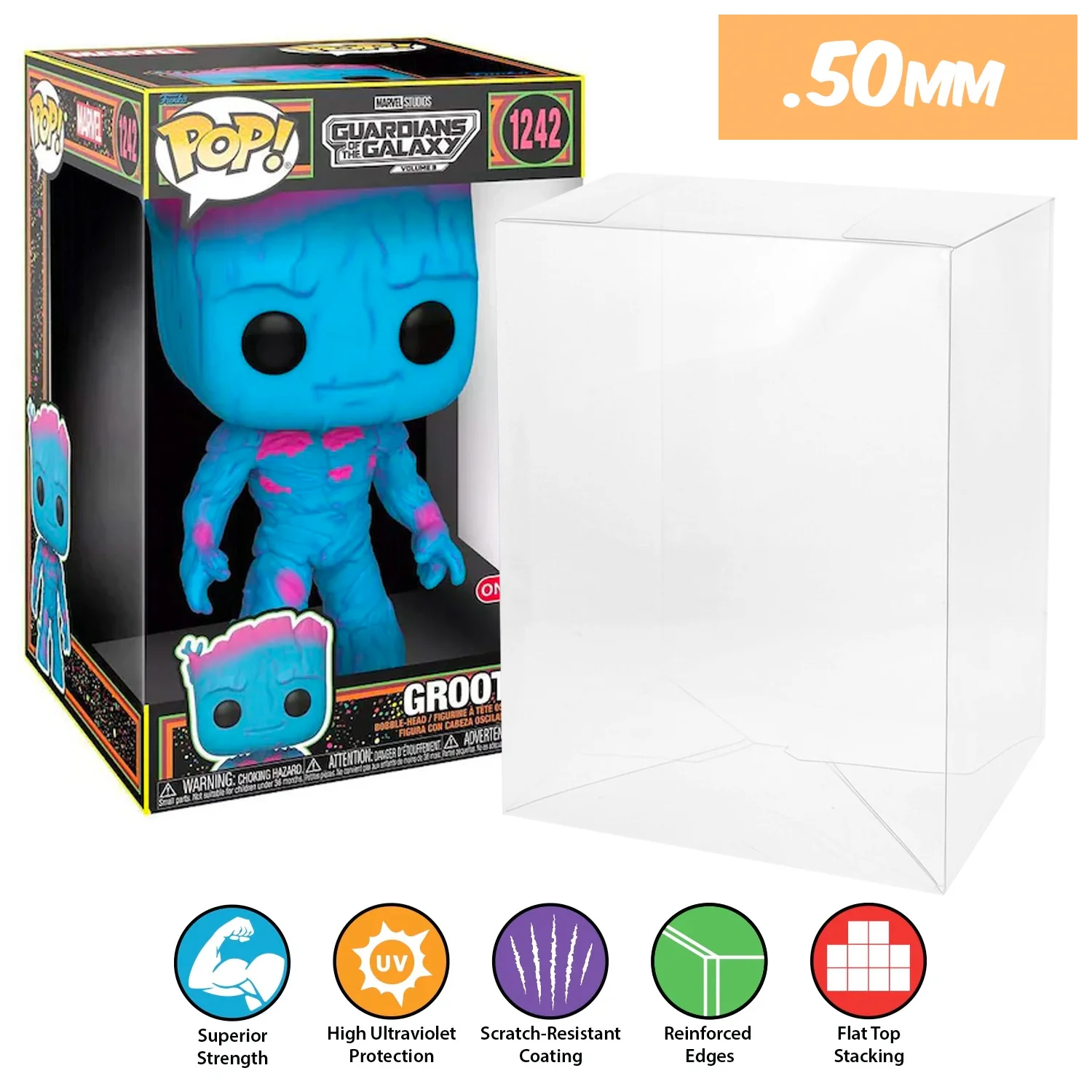 10 INCH SKINNY Pop Protectors for JUMBO Funko (0.50mm thick, UV & Scratch Resistant) Measurements: 13h x 8.25w x 8.25d - Image 8