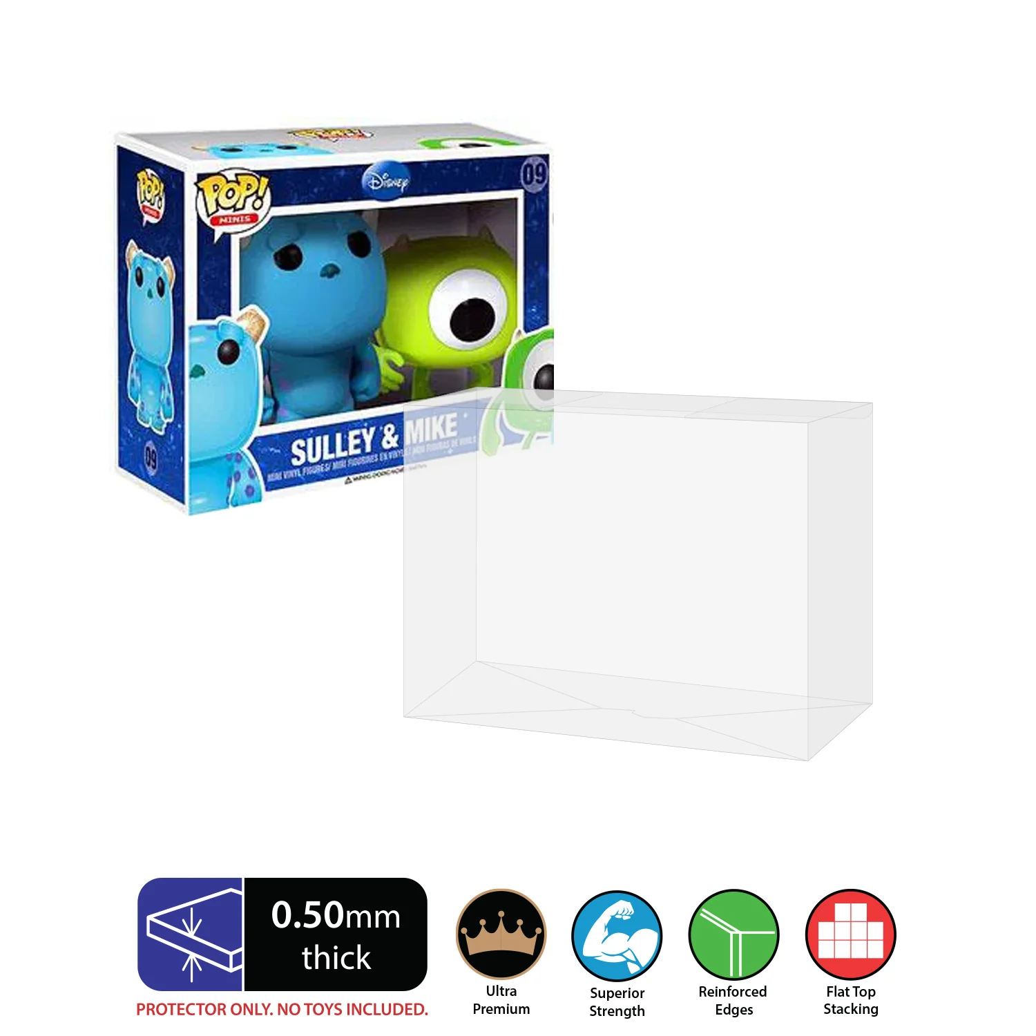 2 PACK POP MINIS Pop Protectors for Funko (0.50mm thick) 4.5h x 6.25w x 2.5d