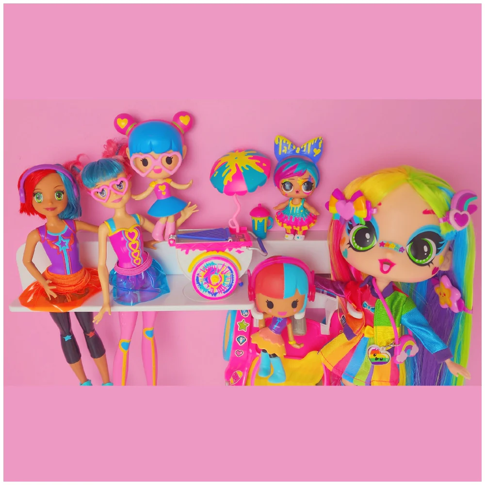 MIXED SET #2 - 3 Customizable Display Shelves ABS Plastic (1 Short & 1 Long Ledge, 8 Reversible Holders, 7 Doll Hooks) - Image 20
