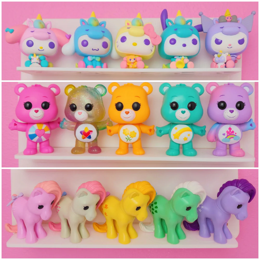 MIXED SET #2 - 3 Customizable Display Shelves ABS Plastic (1 Short & 1 Long Ledge, 8 Reversible Holders, 7 Doll Hooks) - Image 24