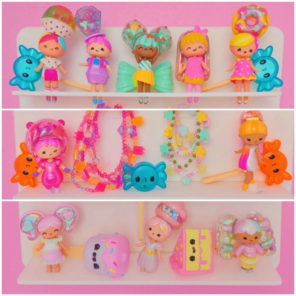 MIXED SET #2 - 3 Customizable Display Shelves ABS Plastic (1 Short & 1 Long Ledge, 8 Reversible Holders, 7 Doll Hooks) - Image 42