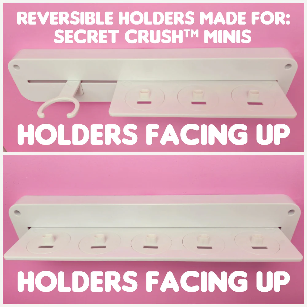 MIXED SET #2 - 3 Customizable Display Shelves ABS Plastic (1 Short & 1 Long Ledge, 8 Reversible Holders, 7 Doll Hooks) - Image 6