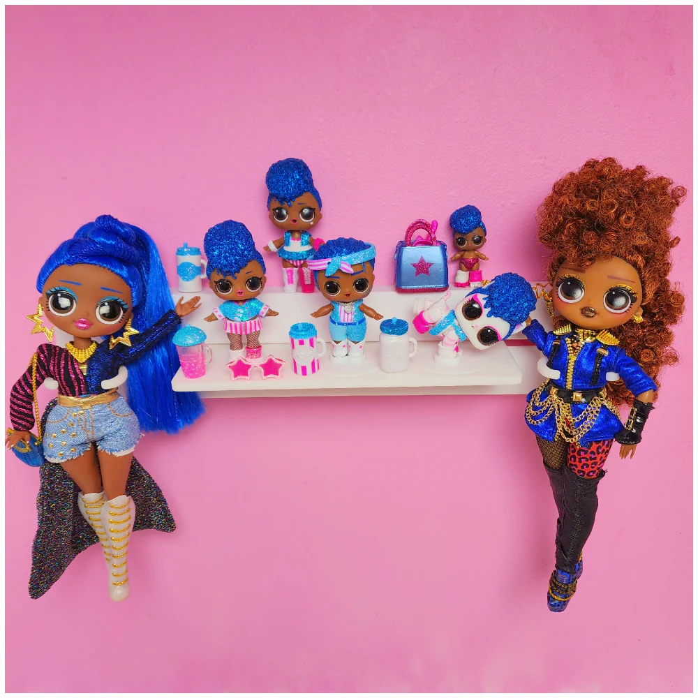 MIXED SET #1 - 3 Customizable Display Shelves ABS Plastic (3 Short Ledges, 9 Reversible Holders, 6 Doll Hooks) - Image 17