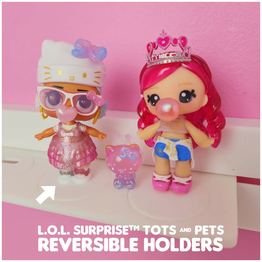 MIXED SET #1 - 3 Customizable Display Shelves ABS Plastic (3 Short Ledges, 9 Reversible Holders, 6 Doll Hooks) - Image 4