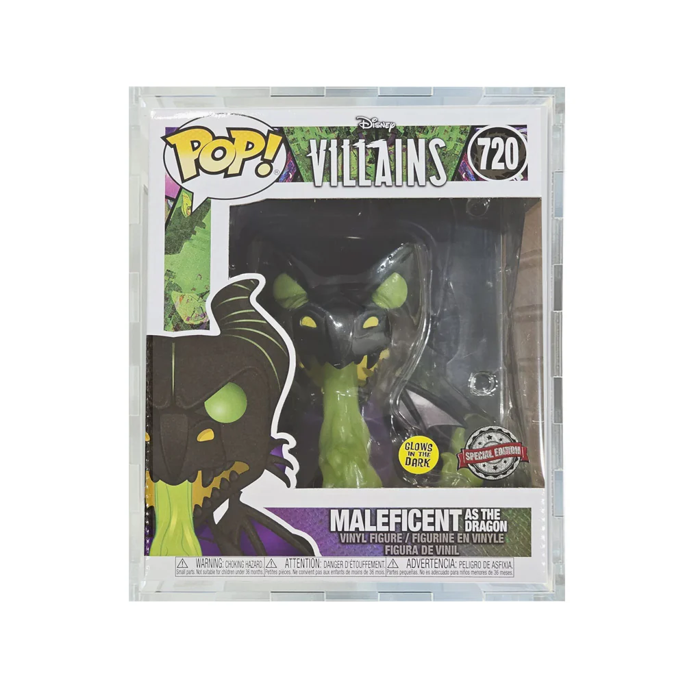 Custom Acrylic Hard Case for 6 INCH MALEFICENT DRAGON FIRE #720 Funko Pop Grail Boxes (4.5mm thick) Fits 8h x 6.5w x 8d