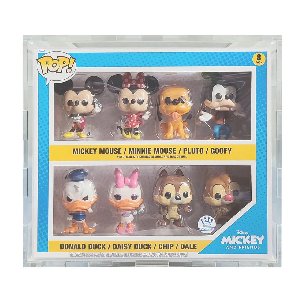 Custom Acrylic Hard Case for 8 PACK MICKEY Funko Pop Grail Boxes (4.5mm thick) Fits 11.75h x 13.25w x 3.5d