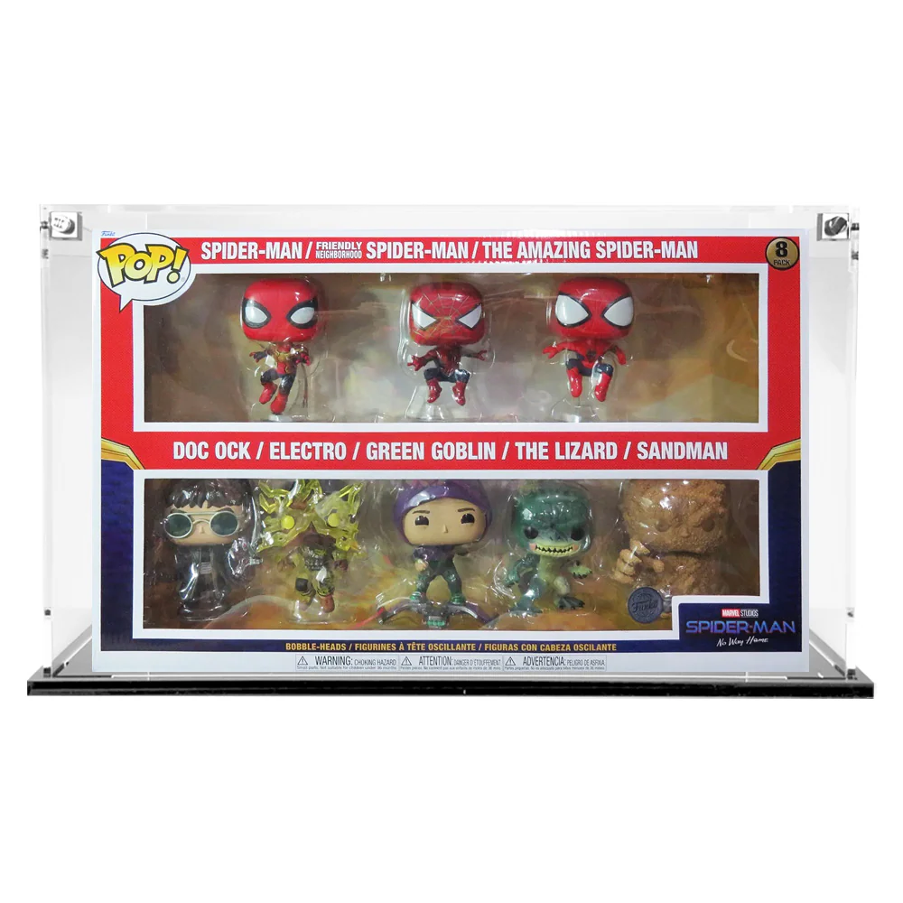 Custom Acrylic Display Case for 8 PACK NO WAY HOME Funko Pop Grail Boxes (3mm thick, UV Resistant) Fits 12.5h x 19.75w x 3.5d