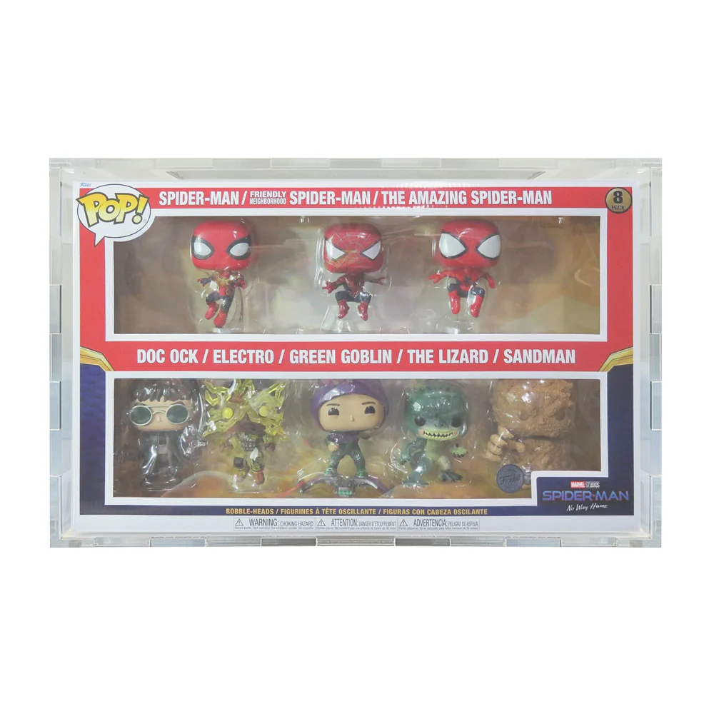 Custom Acrylic Hard Case for 8 PACK NO WAY HOME Funko Pop Grail Boxes (4.5mm thick) Fits 12.5h x 19.75w x 3.5d