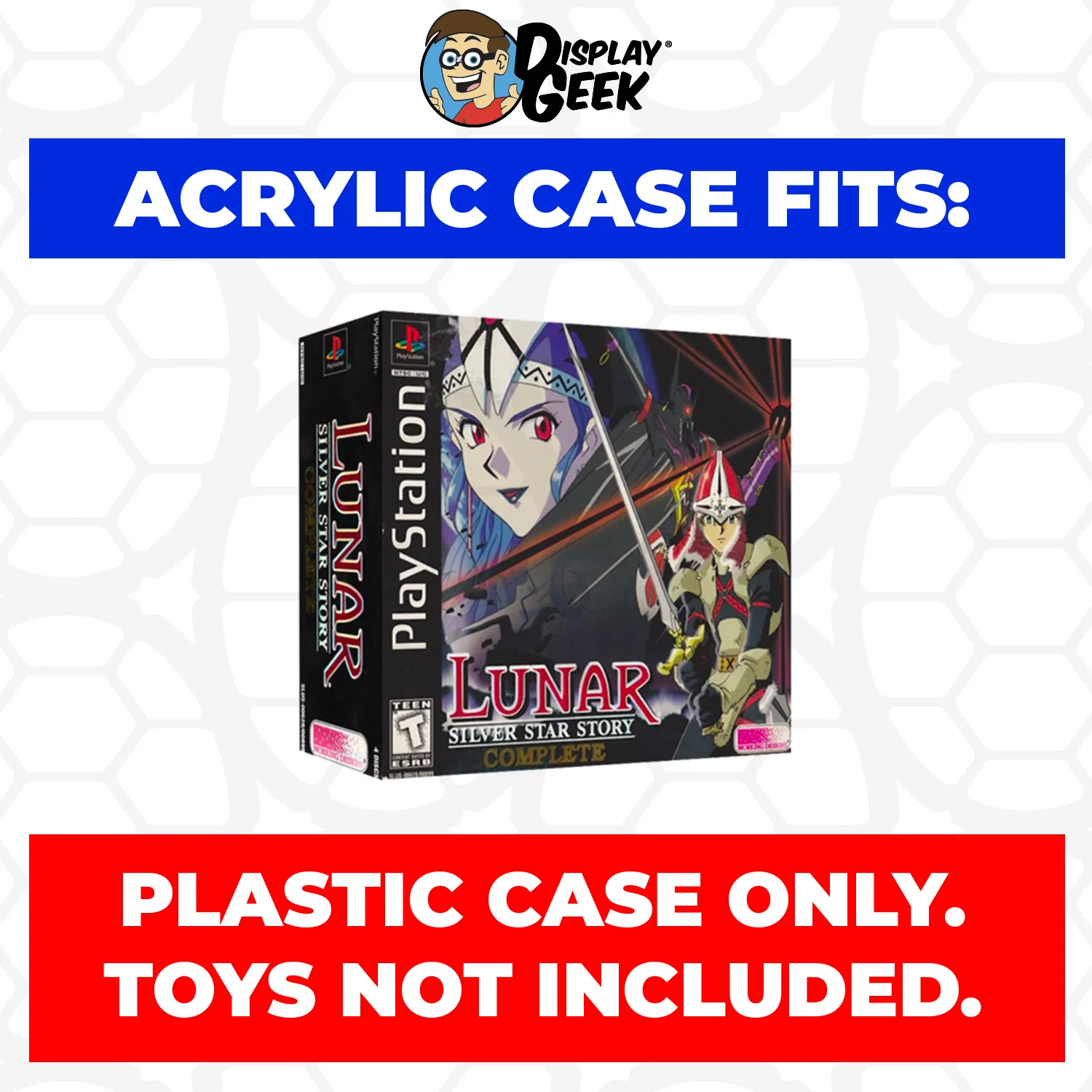 Acrylic Case for PS1 Playstation 1 Lunar 1 Silver Star Story Complete SE Video Game Cases, 4mm thick, UV Resistant & Magnetic Slide Bottom - Image 2