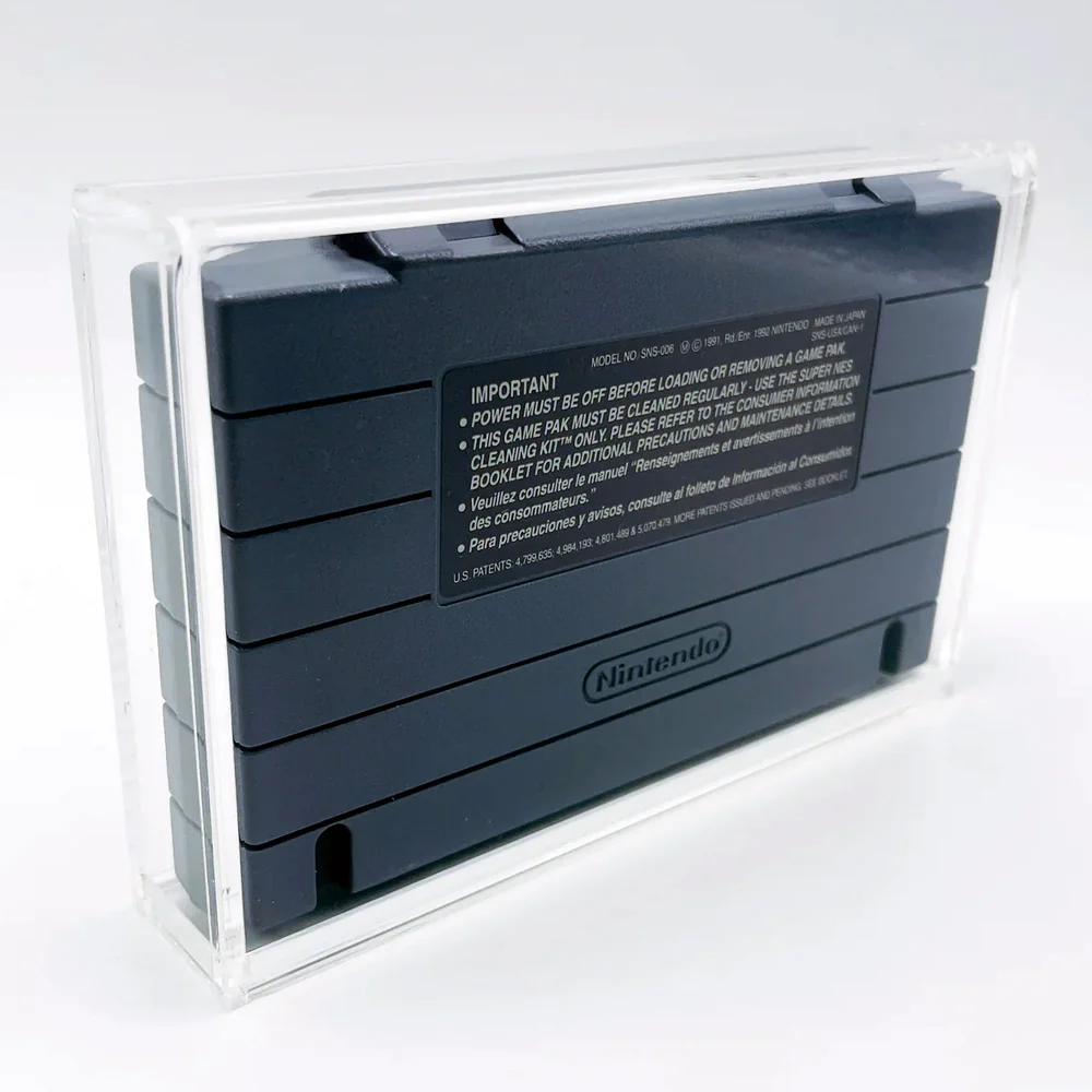 Acrylic Hard Case for SNES Video Game Cartridge (4mm thick, UV & Slide Bottom) 3.4h x 5.4w x 0.75d - Image 3