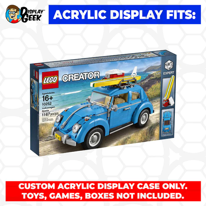 Custom Acrylic Display Case for LEGO Model 10252 - Creator Expert Volkswagen Beetle (3mm thick, UV Resistant) 6.6h x 12.8w x 6.3d - Image 7
