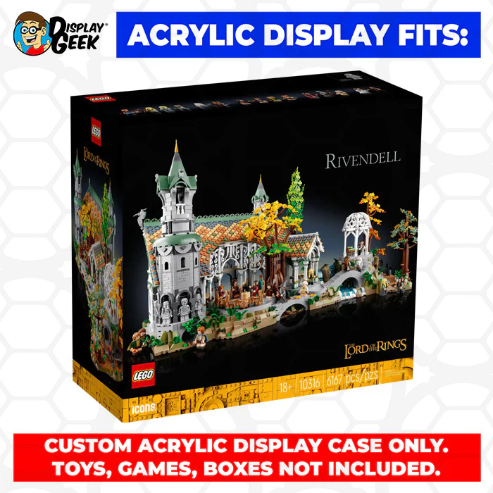 Custom Acrylic Display Case for LEGO Model 10316 - The Lord of the Rings Rivendell (3mm thick, UV Resistant) 16.5h x 31.5w x 18.5d - Image 7