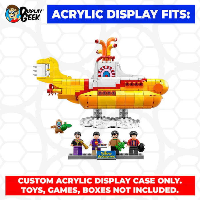 Custom Acrylic Display Case for LEGO Model 21306 - The Beatles Yellow Submarine (3mm thick, UV Resistant) 7.8h x 10.8w x 7.3d