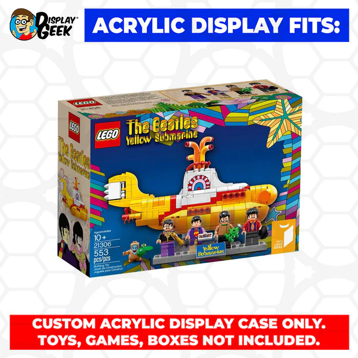 Custom Acrylic Display Case for LEGO Model 21306 - The Beatles Yellow Submarine (3mm thick, UV Resistant) 7.8h x 10.8w x 7.3d - Image 7