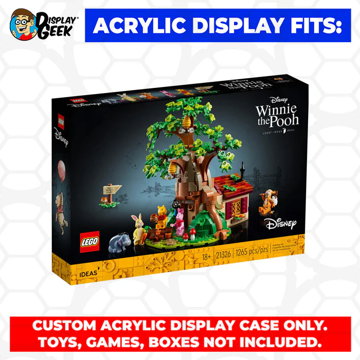 Custom Acrylic Display Case for LEGO Model 21326 - Winnie the Pooh (3mm thick, UV Resistant) 10.5h x 13.5w x 8.5d - Image 7