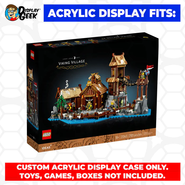 Custom Acrylic Display Case for LEGO Model 21343 - Viking Village (3mm thick, UV Resistant) 10.5h x 19.5w x 11d - Image 7