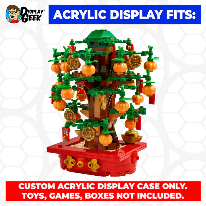 Custom Acrylic Display Case for LEGO Model 40648 - Money Tree (3mm thick, UV Resistant) 8h x 7w x 7d