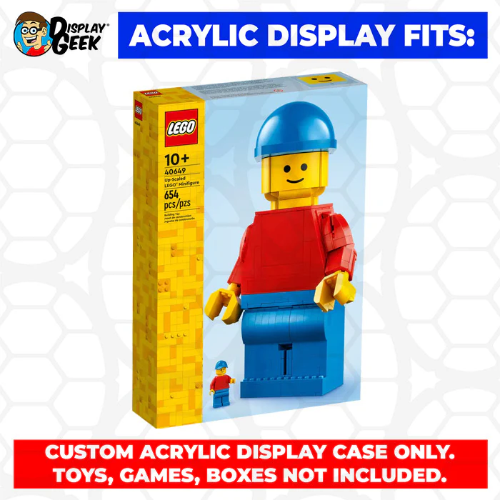 Custom Acrylic Display Case for LEGO Model 40649 - Up-Scaled LEGO Minifigure (3mm thick, UV Resistant) 13h x 8w x 7d - Image 9