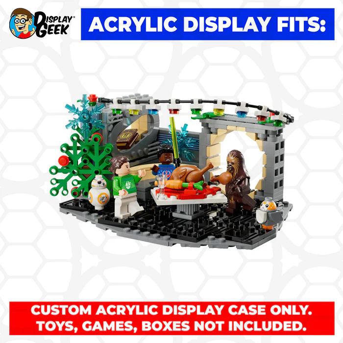 Custom Acrylic Display Case for LEGO Model 40658 - Millennium Falcon Holiday Diorama (3mm thick, UV Resistant) 4.5h x 7.5w x 6d