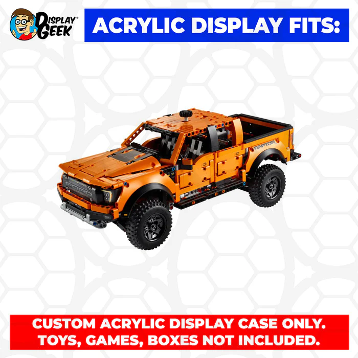 Custom Acrylic Display Case for LEGO Model 42126 - Ford F-150 Raptor (3mm thick, UV Resistant) 8h x 18.5w x 8.5d