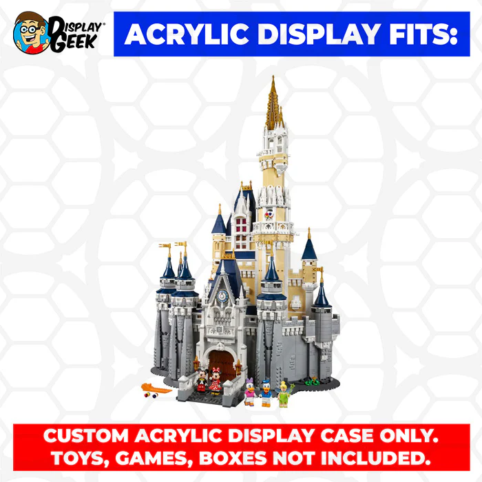 Custom Acrylic Display Case for LEGO Model 71040 - The Disney Castle (3mm thick, UV Resistant) 31.5h x 21.5w x 14.5d