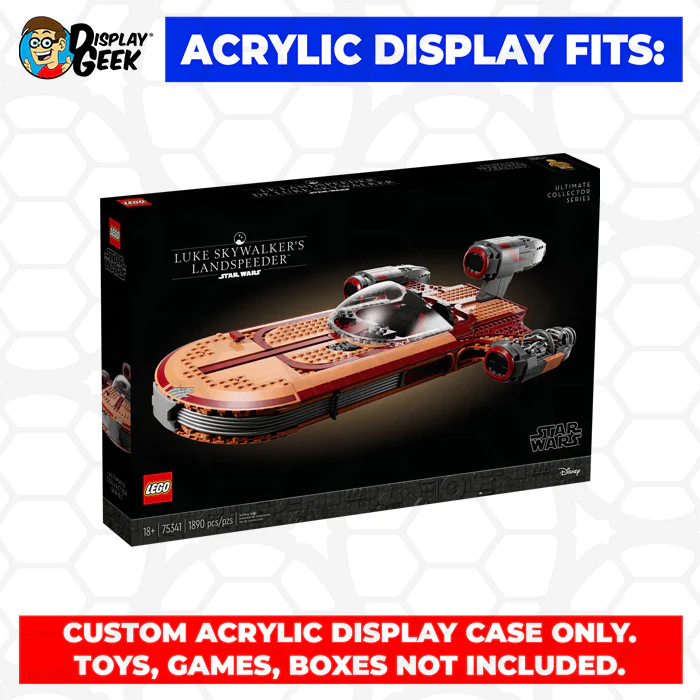 Custom Acrylic Display Case for LEGO Model 75341 - Luke Skywalker’s Landspeeder (3mm thick, UV Resistant) 8h x 22w x 14d - Image 9