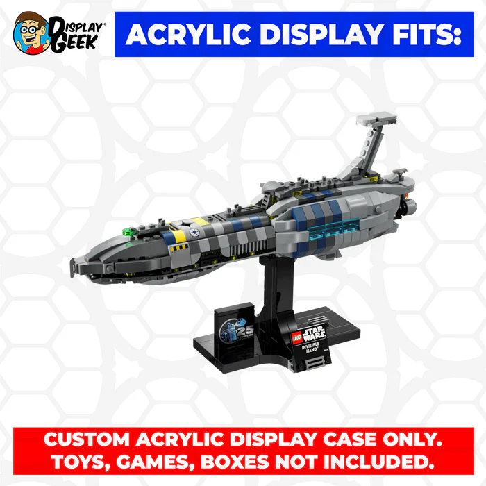 Custom Acrylic Display Case for LEGO Model 75377 - Invisible Hand (3mm thick, UV Resistant) 7.8h x 12.75w x 4.7d