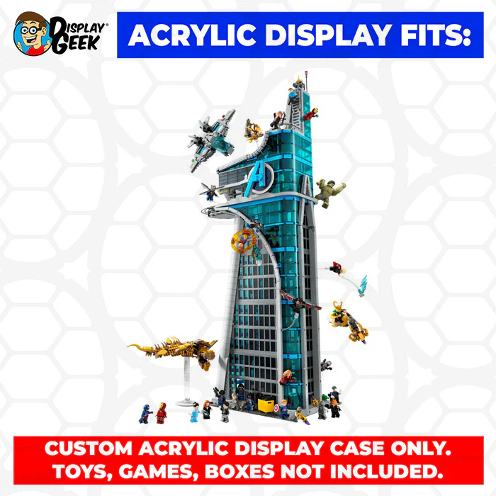 Custom Acrylic Display Case for LEGO Model 76269 - Avengers Tower Battle (3mm thick, UV Resistant) 36.5h x 19.5w x 12d - Image 10
