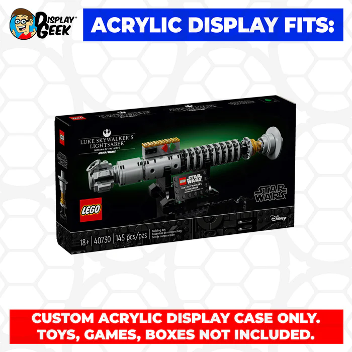 Custom Acrylic Display Case for LEGO Model 40730 - Luke Skywalker's Lightsaber (3mm thick, UV Resistant) 3.75h x 12w x 4.25d - Image 9