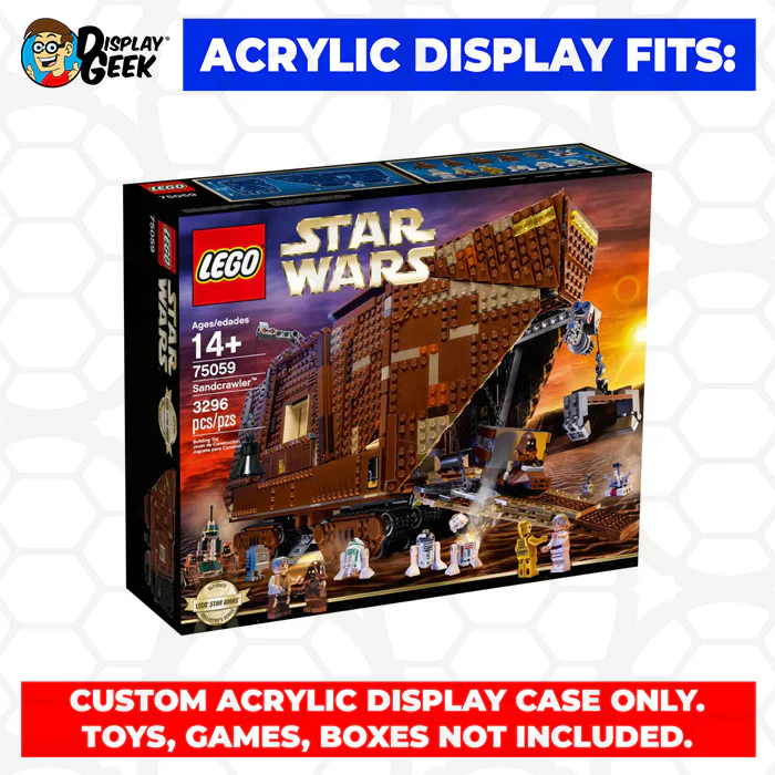 Custom Acrylic Display Case for LEGO Model 75059 - Sandcrawler (3mm thick, UV Resistant) 11.5h x 20.5w x 10.25d - Image 7