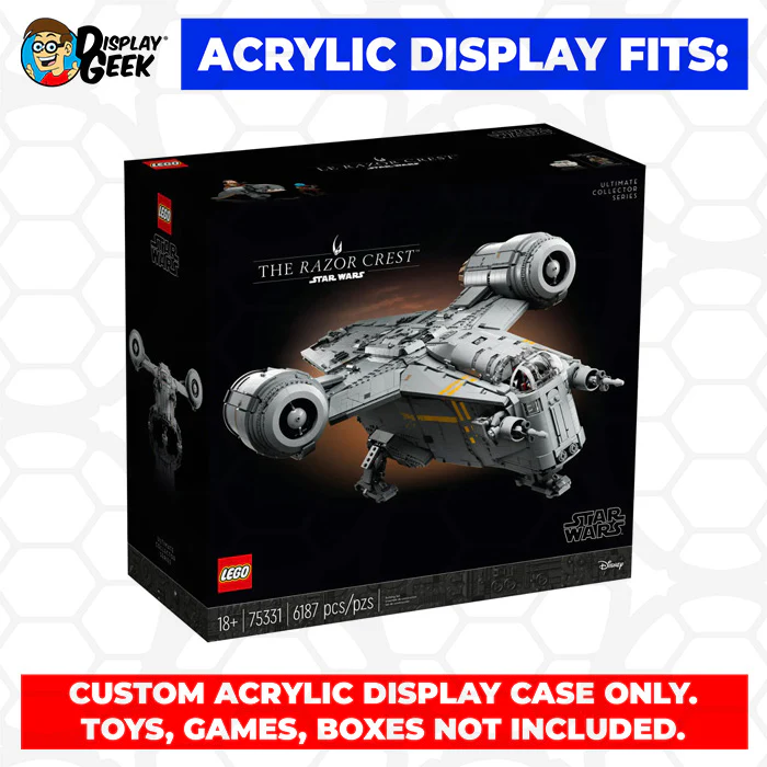 Custom Acrylic Display Case for LEGO Model 75331 - The Razor Crest (3mm thick, UV Resistant) 11.5h x 30.5w x 22d - Image 7
