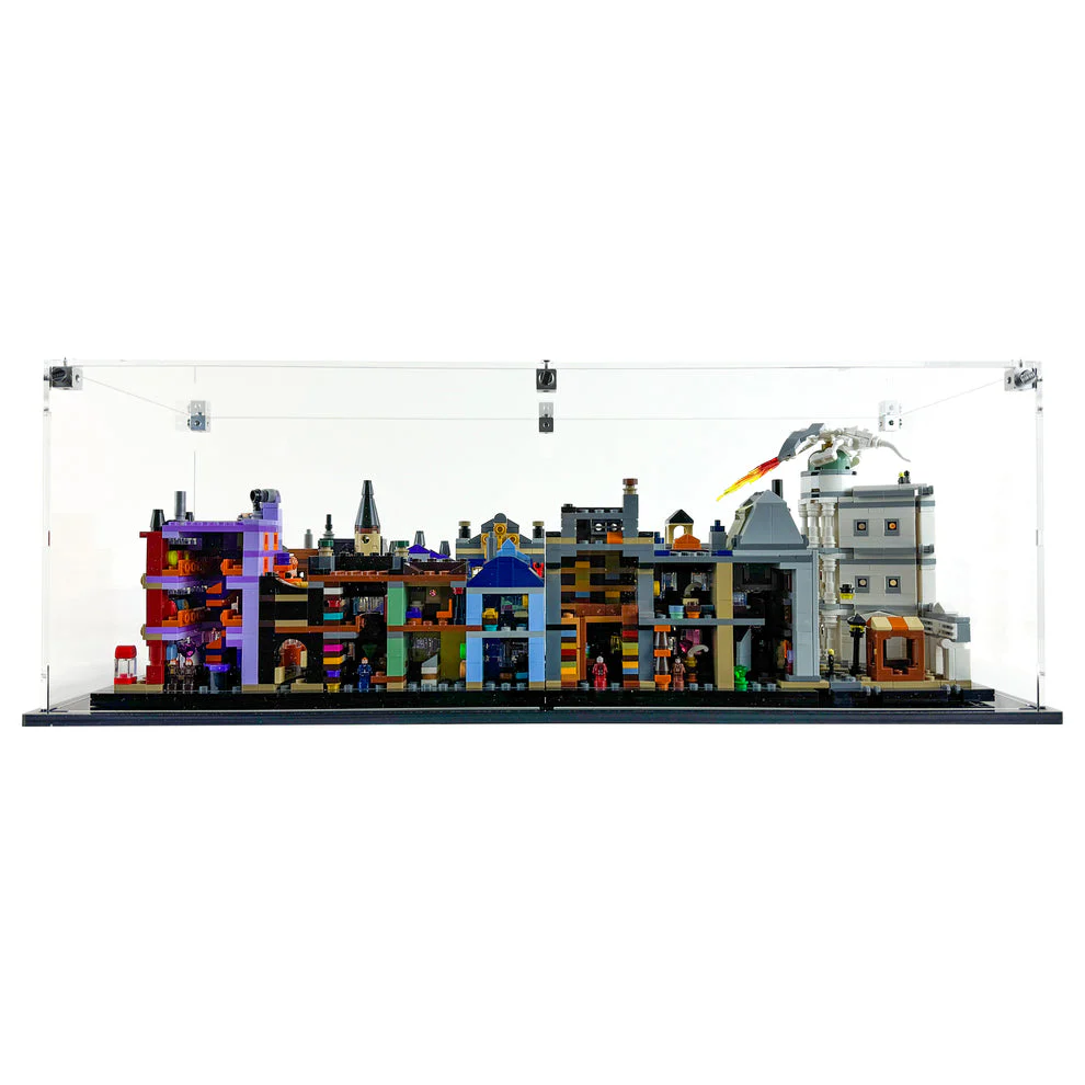 Custom Acrylic Display Case for LEGO Model 76444 - Diagon Alley Wizarding Shops (3mm thick, UV Resistant) 6.75h x 36w x 5.25d - Image 2