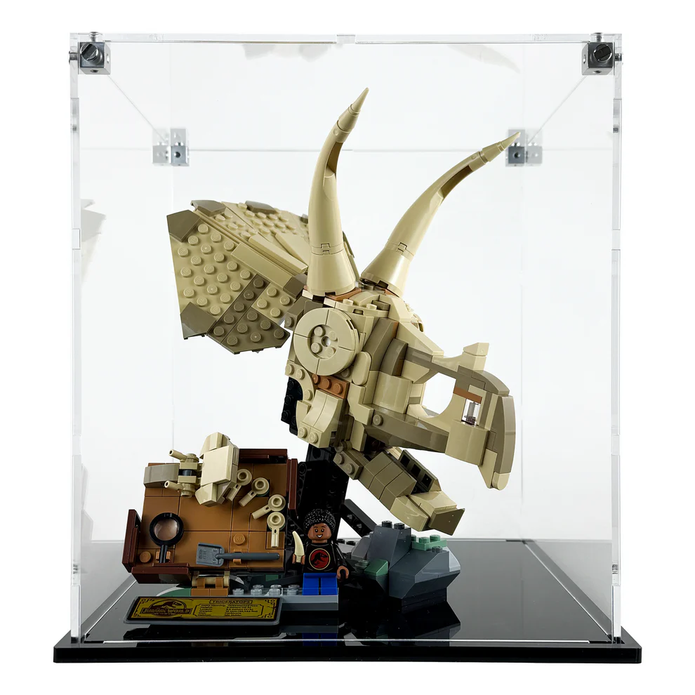 Custom Acrylic Display Case for LEGO Model 76969 - Jurassic World Dinosaur Fossils Triceratops Skull (3mm thick, UV Resistant) 9.5h x 8.5w x 8.25d