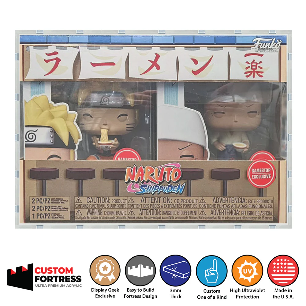 Custom Acrylic Hard Case for 2 PACK NARUTO RAMEN ICHIRAKU COLLECTOR BOX Funko Pop Grail Boxes (3mm thick, UV Resistant) Fits 6.7h x 9.5w x 4.25d