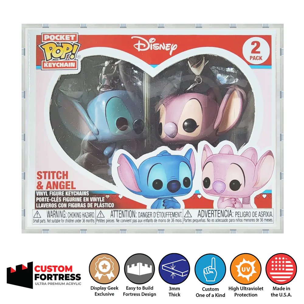 Custom Acrylic Hard Case for 2 PACK POCKET POP KEYCHAIN Funko Pop Grail Boxes (3mm thick, UV Resistant) Fits 3.75h x 3w x 1.5d