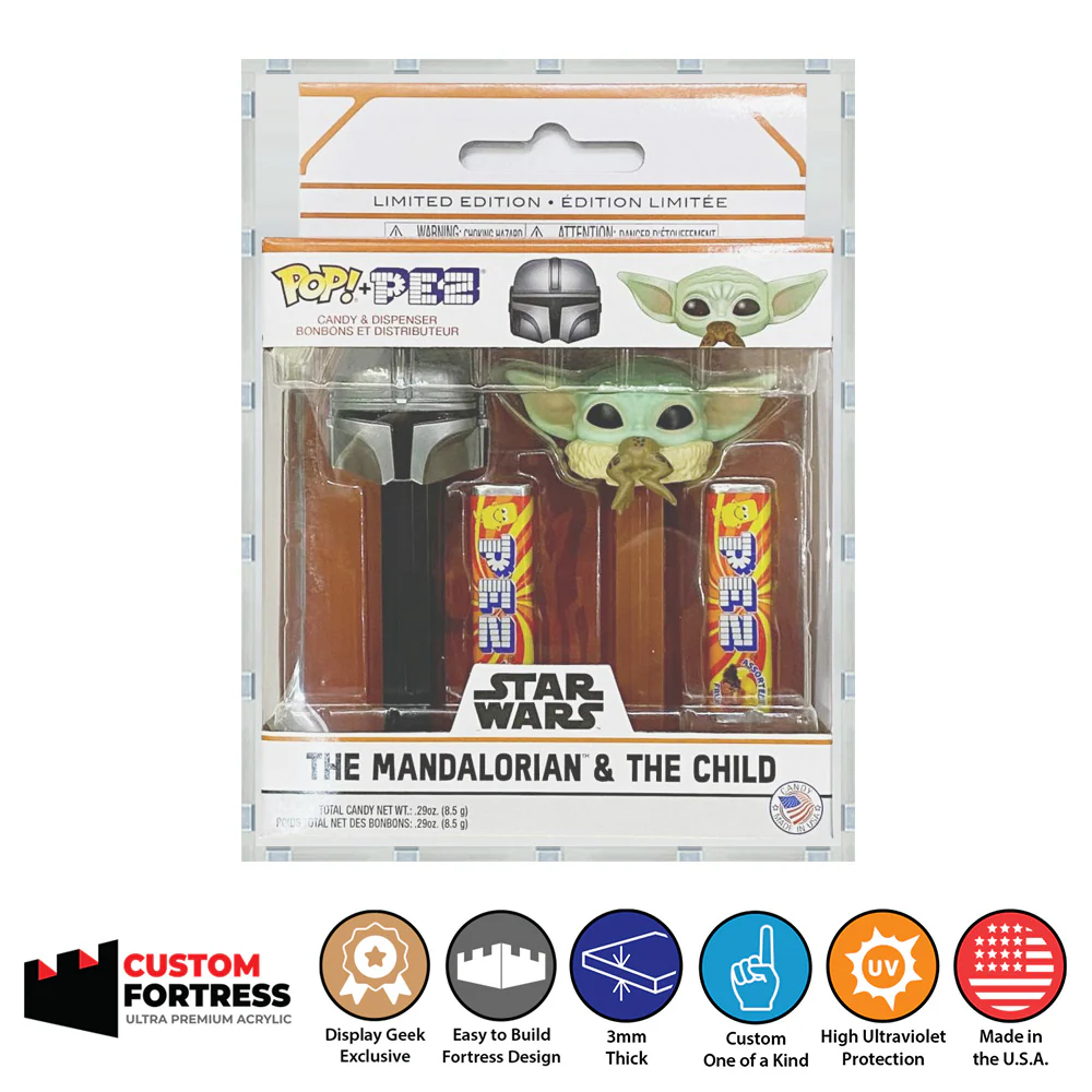Custom Acrylic Hard Case for 2 PACK POP PEZ Funko Pop Grail Boxes (3mm thick, UV Resistant) Fits 7.75h x 5.5w x 2d