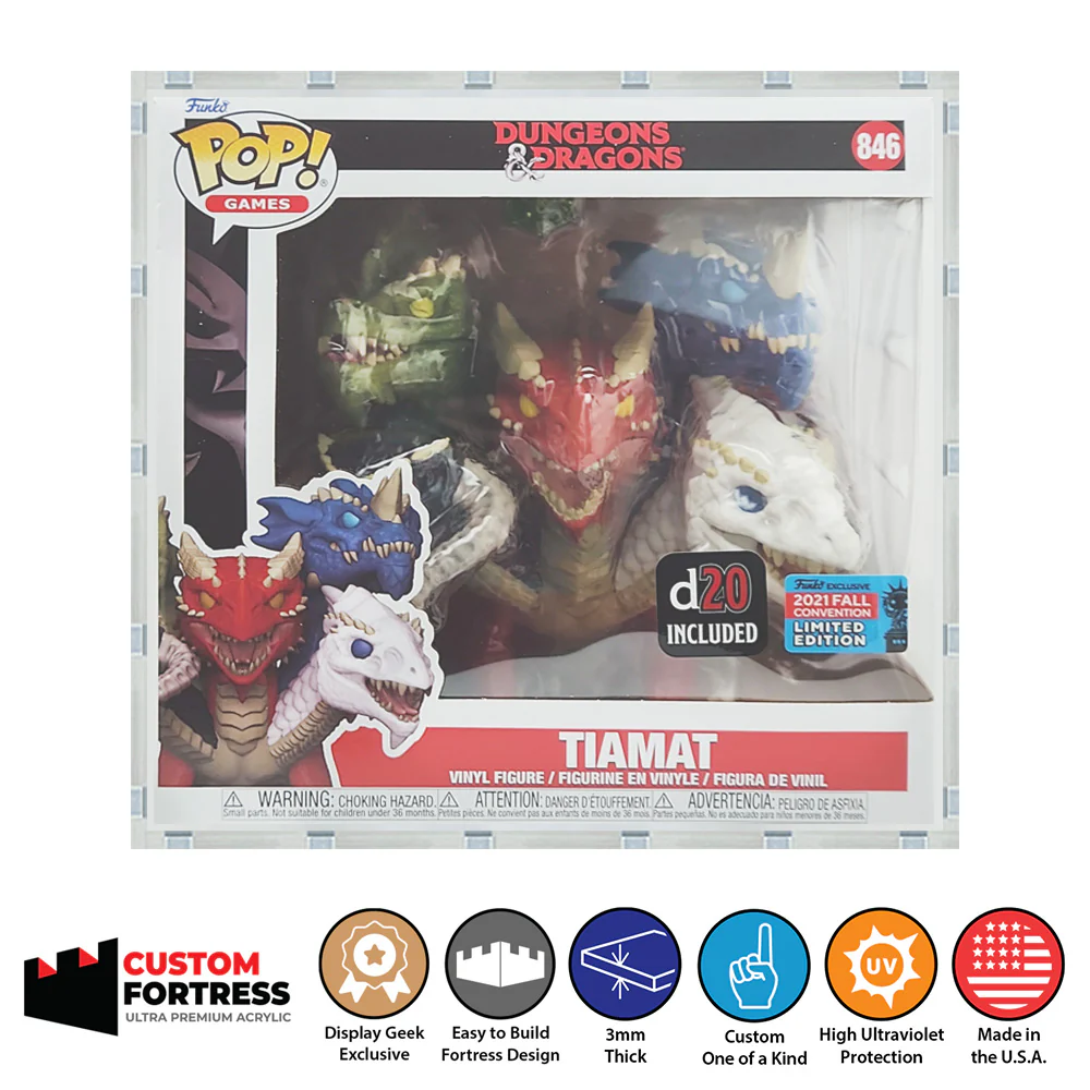 Custom Acrylic Hard Case for 6 INCH TIAMAT #846 Funko Pop Grail Boxes (3mm thick, UV Resistant) Fits 7h x 7.25w x 6.75d