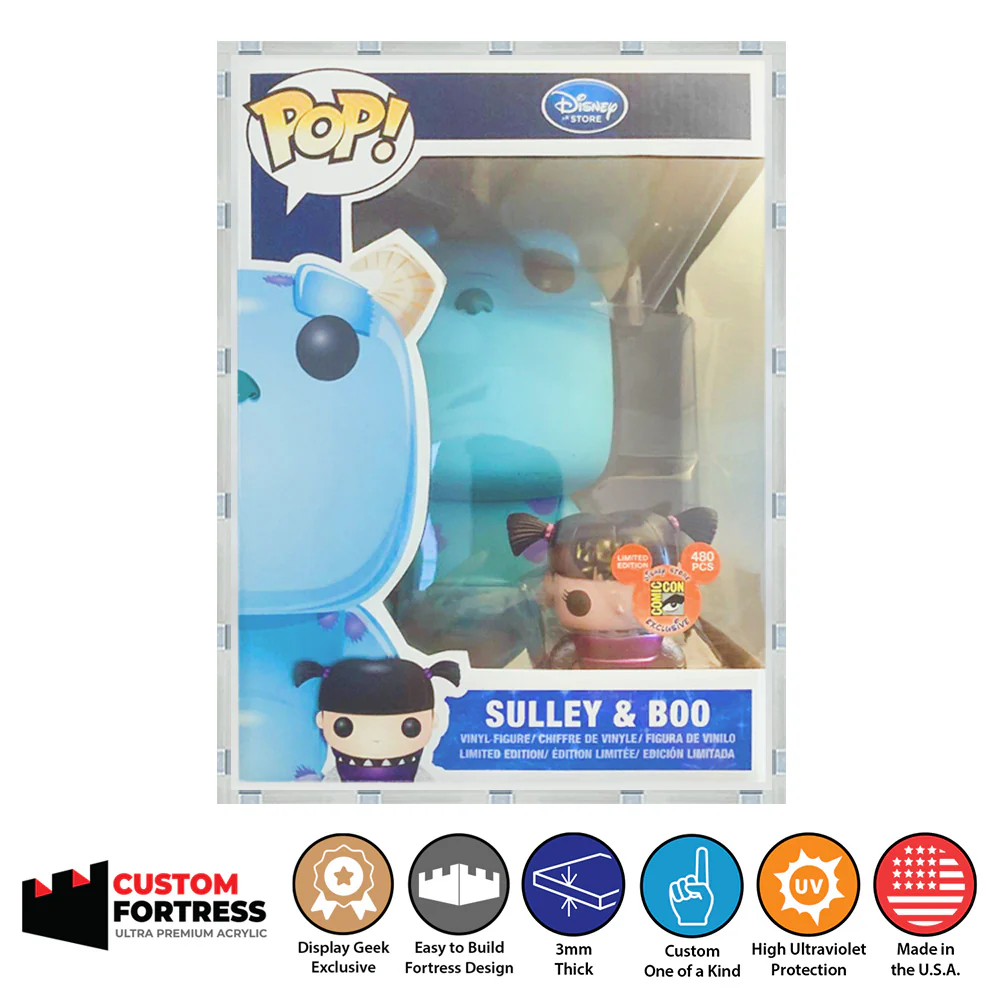 Custom Acrylic Hard Case for 9 INCH GIANT SULLEY & BOO Funko Pop Grail Boxes (3mm thick, UV Resistant) Fits 11.25h x 8.5w x 8.5d