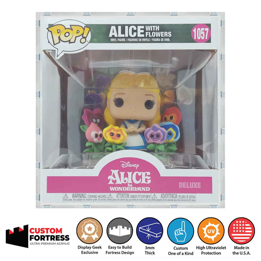 Custom Acrylic Hard Case for ALICE WITH FLOWERS #1057 Funko Pop Grail Boxes (3mm thick, UV Resistant) Fits 6.8h x 6.5w x 5.5d
