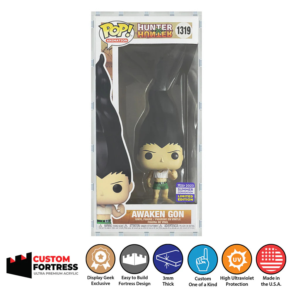 Custom Acrylic Hard Case for AWAKEN GON #1319 Funko Pop Grail Boxes (3mm thick, UV Resistant) Fits 10h x 4.5w x 3.5d