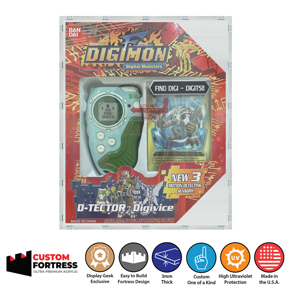 Custom Acrylic Hard Case for DIGIMON D-TECTOR DIGIVICE Asia Version by Bandai (3mm thick, UV Resistant) Fits 8h x 6.25w x 1.75d
