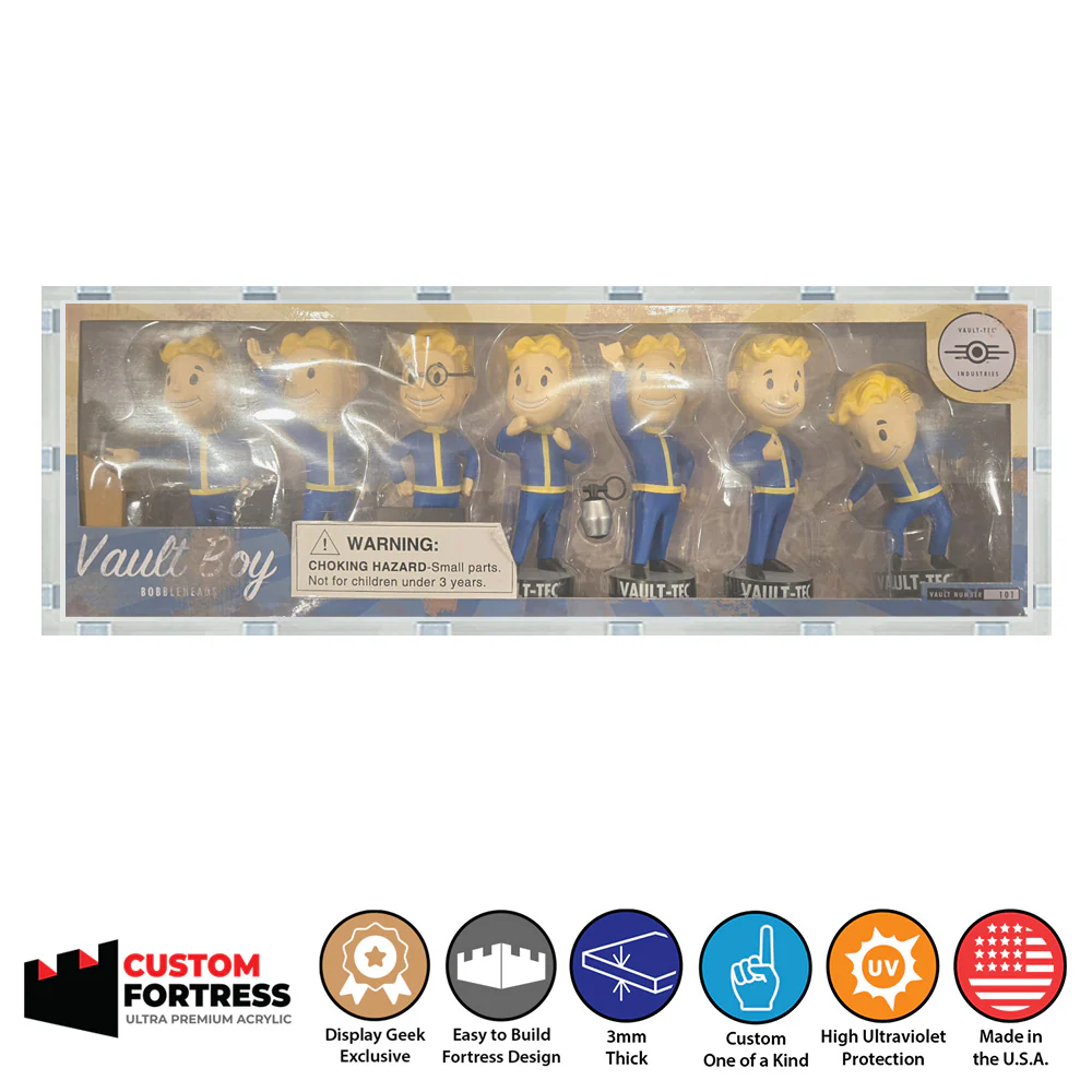 Custom Acrylic Hard Case for SERIES TWO VAULT BOY 101 BOBBLEHEADS BOX (3mm thick, UV Resistant) Fits 6h x 18.25w x 2d