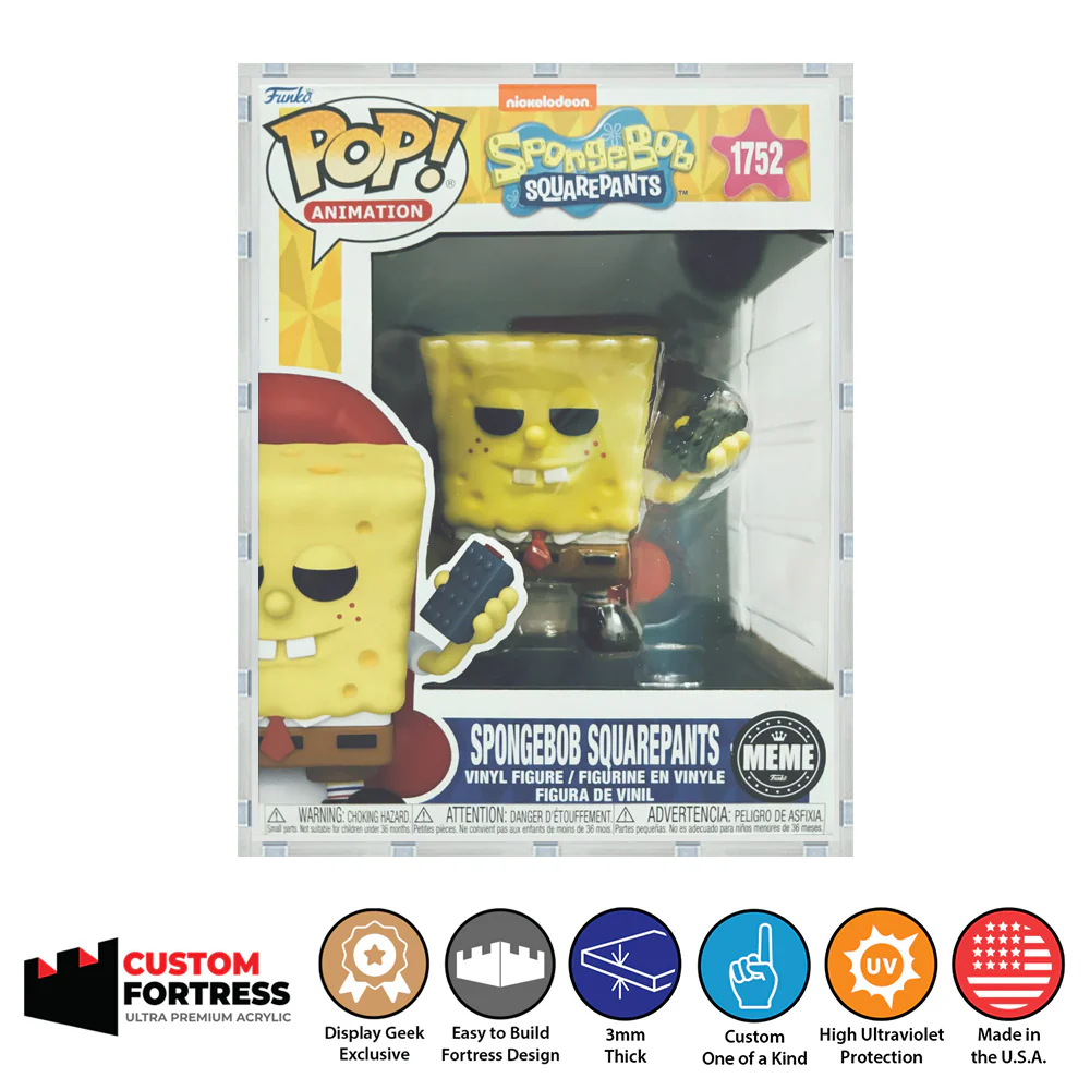 Custom Acrylic Hard Case for Funko Pop Premium Spongebob Squarepants Meme - ight imma head out #1752 Box (3mm thick, UV Resistant) Fits 7.25h x 5.5w x 4.5d