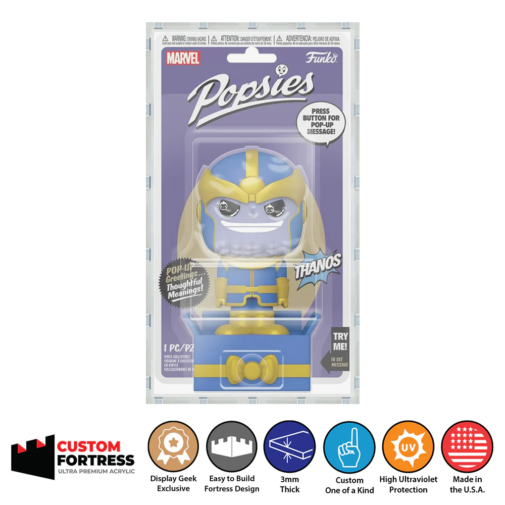 Custom Acrylic Hard Case for FUNKO POPSIES Funko Pop Grail Boxes (3mm thick, UV Resistant) Fits 7.4h x 4w x 1.9d