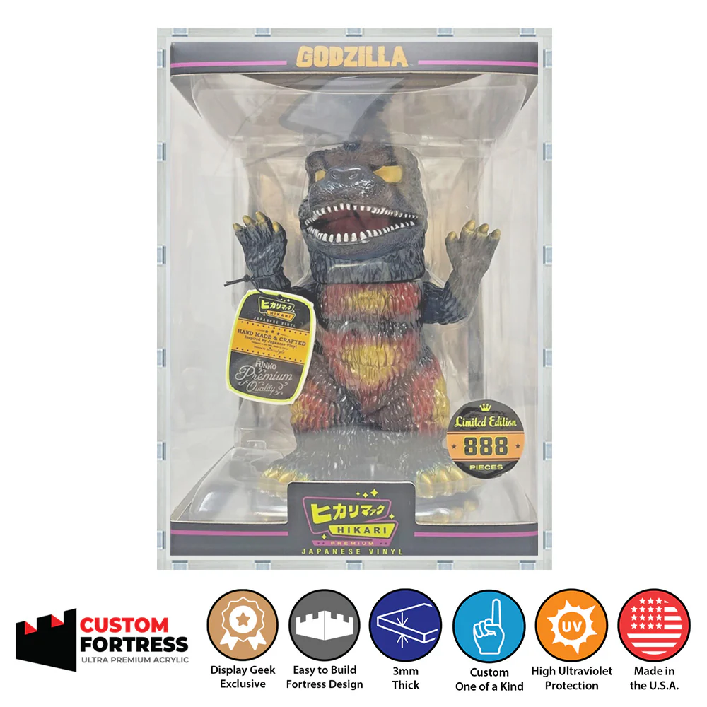 Custom Acrylic Hard Case for HIKARI GODZILLA Funko Grail Boxes (3mm thick, UV Resistant) Fits 10.1h x 7.3w x 7.3d
