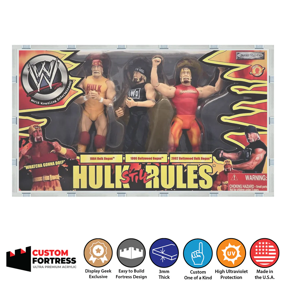 Custom Acrylic Hard Case for HULK STILL RULES 3 PACK Jakks Pacific Boxes (3mm thick, UV Resistant) Fits 8h x 14w x 3d