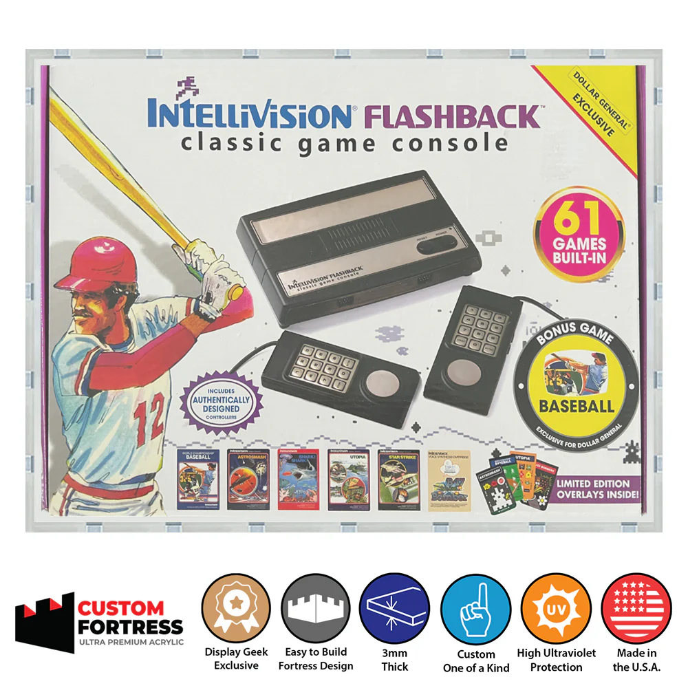 Custom Acrylic Hard Case for INTELLIVISION FLASHBACK CLASSIC Video Game Console (3mm thick, UV Resistant) Fits 10.8h x 15.25w x 4.2d