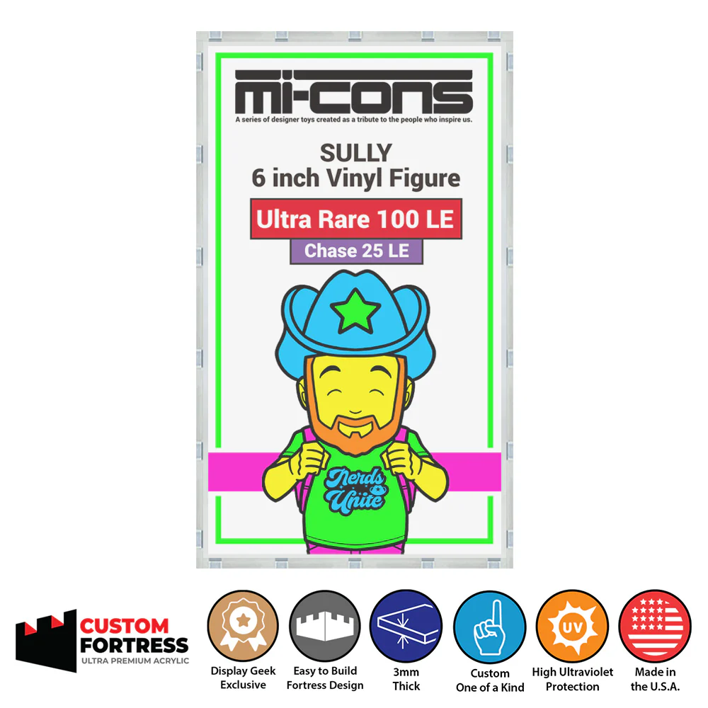 Custom Acrylic Hard Case for MI-CONS SULLY Display Geek Toys Grail Boxes (3mm thick, UV Resistant) Fits 7.75h x 4.5w x 3.75d