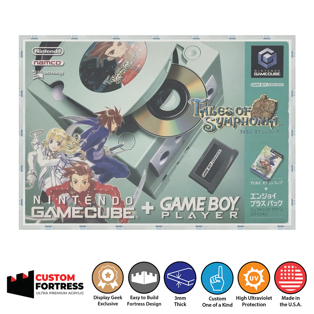 Custom Acrylic Hard Case for NINTENDO GAMECUBE TALES OF SYMPHONIA Video Game Boxes (3mm thick, UV Resistant) Fits 9h x 13w x 5.75d
